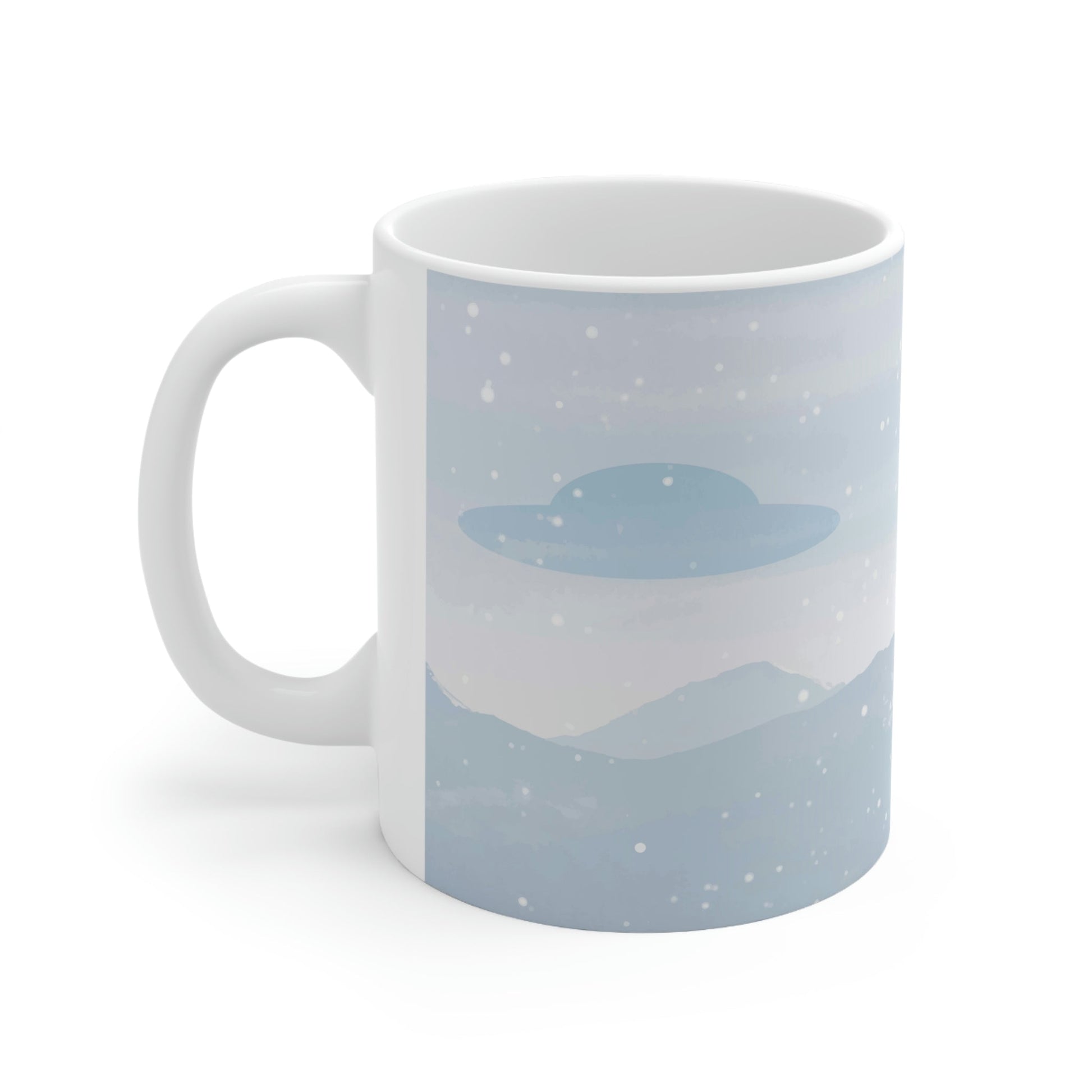 UFO Watercolor Winter Nature Aliens Arrival Art Ceramic Mug 11oz Ichaku [Perfect Gifts Selection]