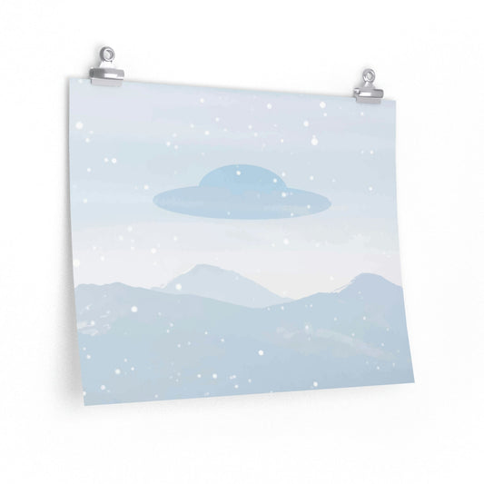 UFO Watercolor Winter Nature Aliens Arrival Art Premium Matte Horizontal Posters Ichaku [Perfect Gifts Selection]