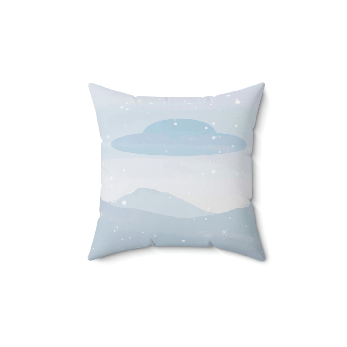 UFO Watercolor Winter Nature Aliens Arrival Art Spun Polyester Square Pillow Ichaku [Perfect Gifts Selection]