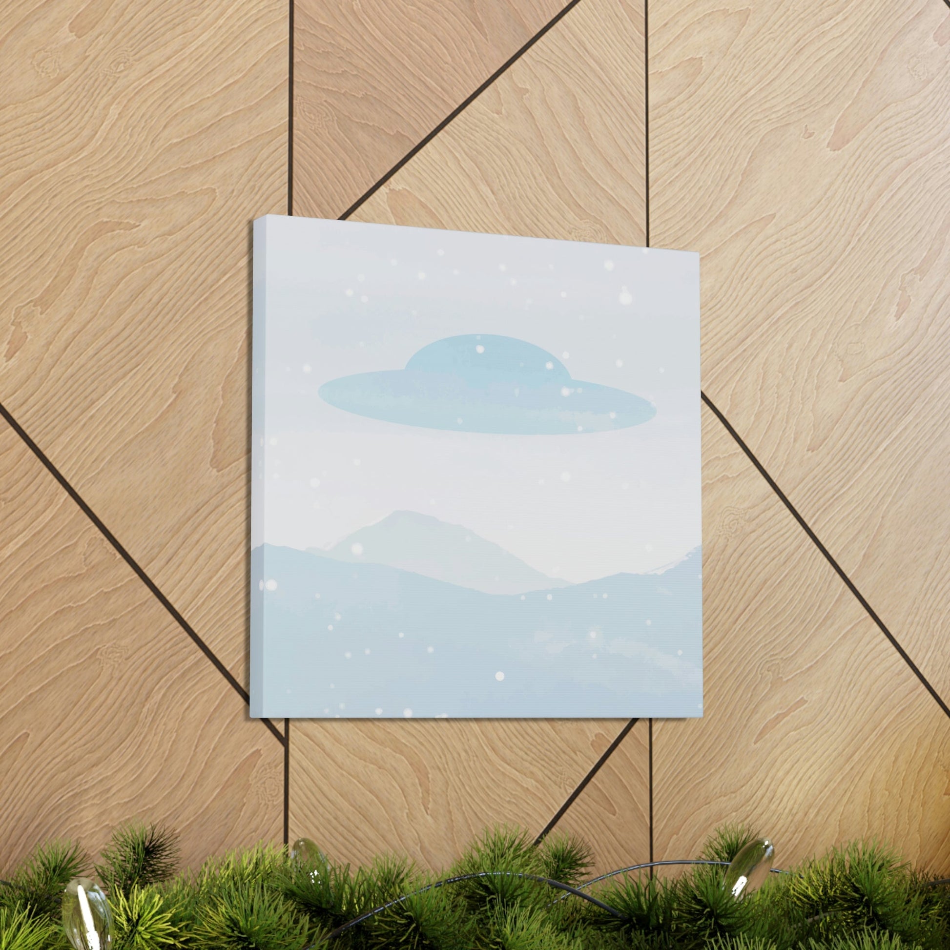 UFO Watercolor Winter Nature Aliens Arrival Classic Art Canvas Gallery Wraps Ichaku [Perfect Gifts Selection]