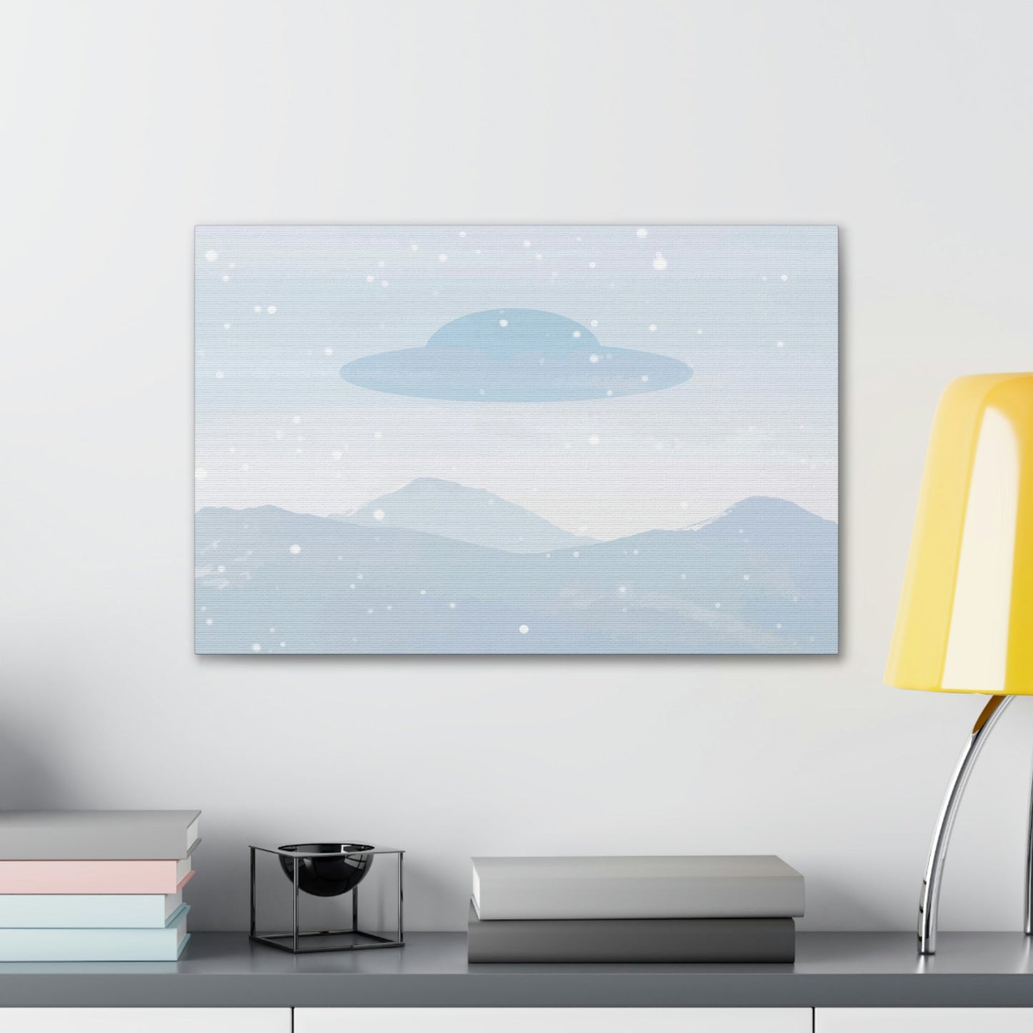 UFO Watercolor Winter Nature Aliens Arrival Classic Art Canvas Gallery Wraps Ichaku [Perfect Gifts Selection]