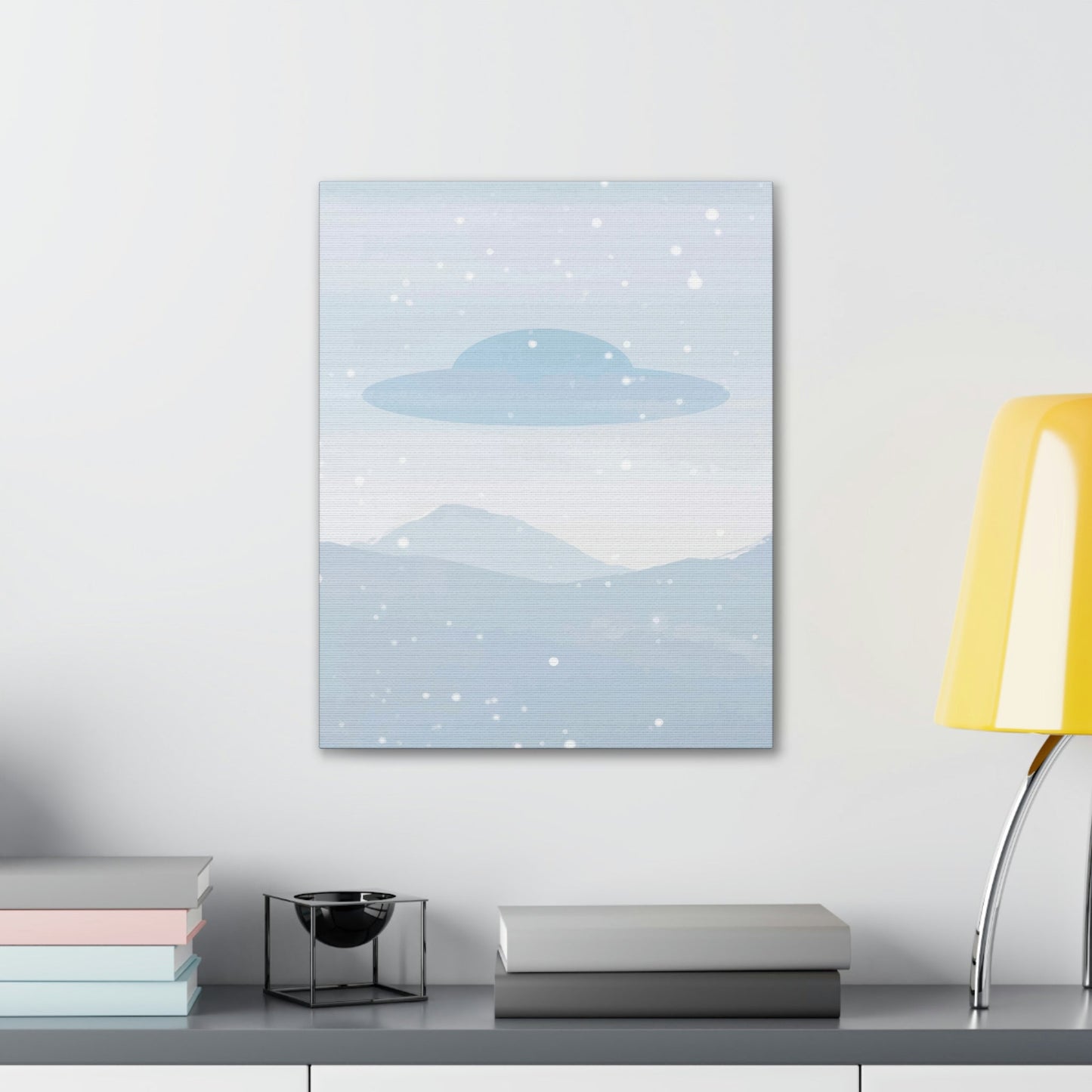 UFO Watercolor Winter Nature Aliens Arrival Classic Art Canvas Gallery Wraps Ichaku [Perfect Gifts Selection]