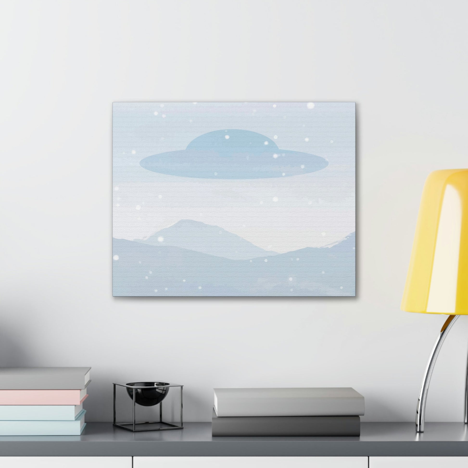 UFO Watercolor Winter Nature Aliens Arrival Classic Art Canvas Gallery Wraps Ichaku [Perfect Gifts Selection]