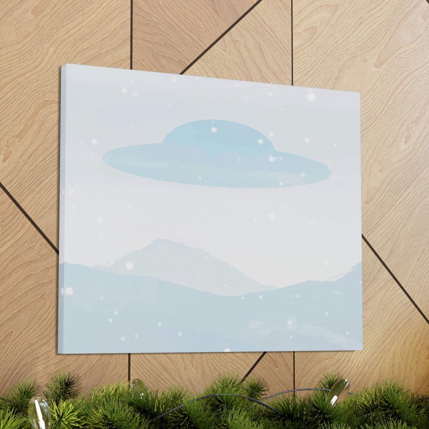 UFO Watercolor Winter Nature Aliens Arrival Classic Art Canvas Gallery Wraps Ichaku [Perfect Gifts Selection]