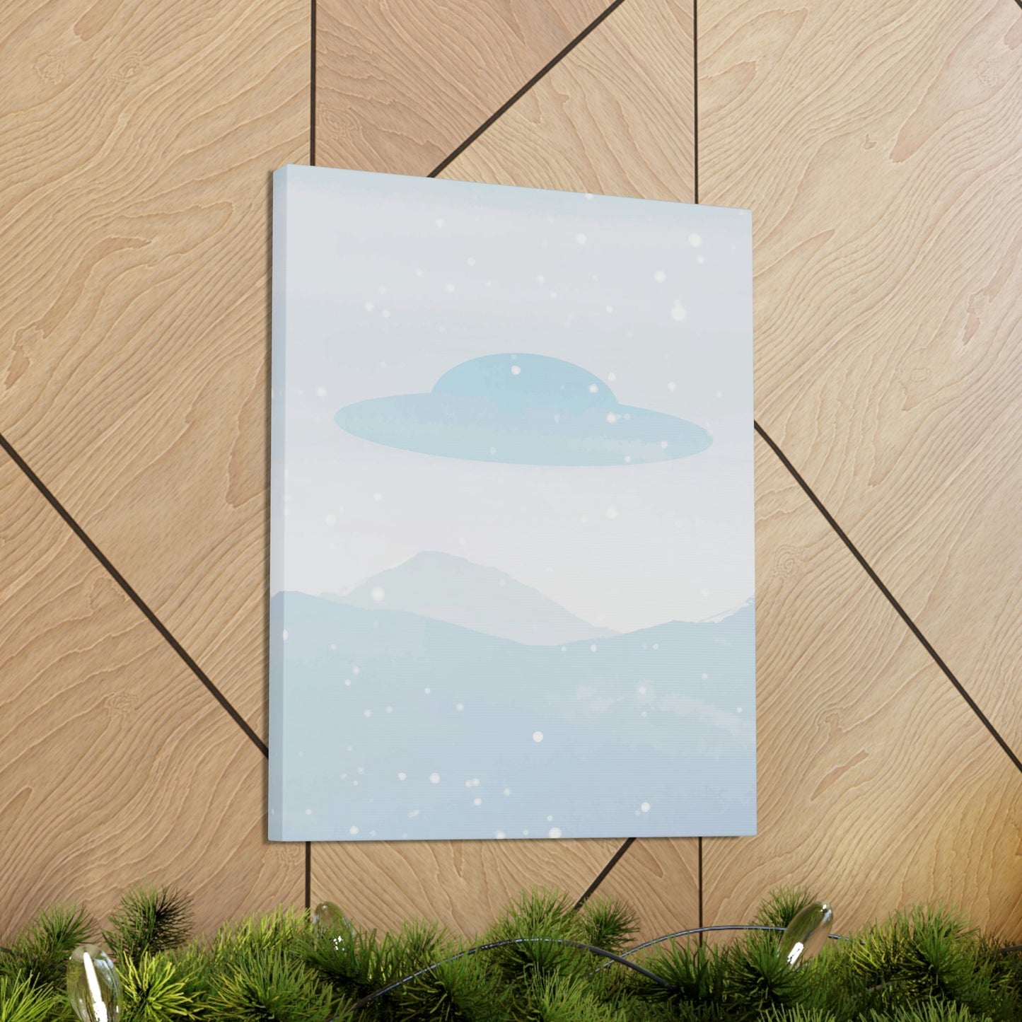 UFO Watercolor Winter Nature Aliens Arrival Classic Art Canvas Gallery Wraps Ichaku [Perfect Gifts Selection]