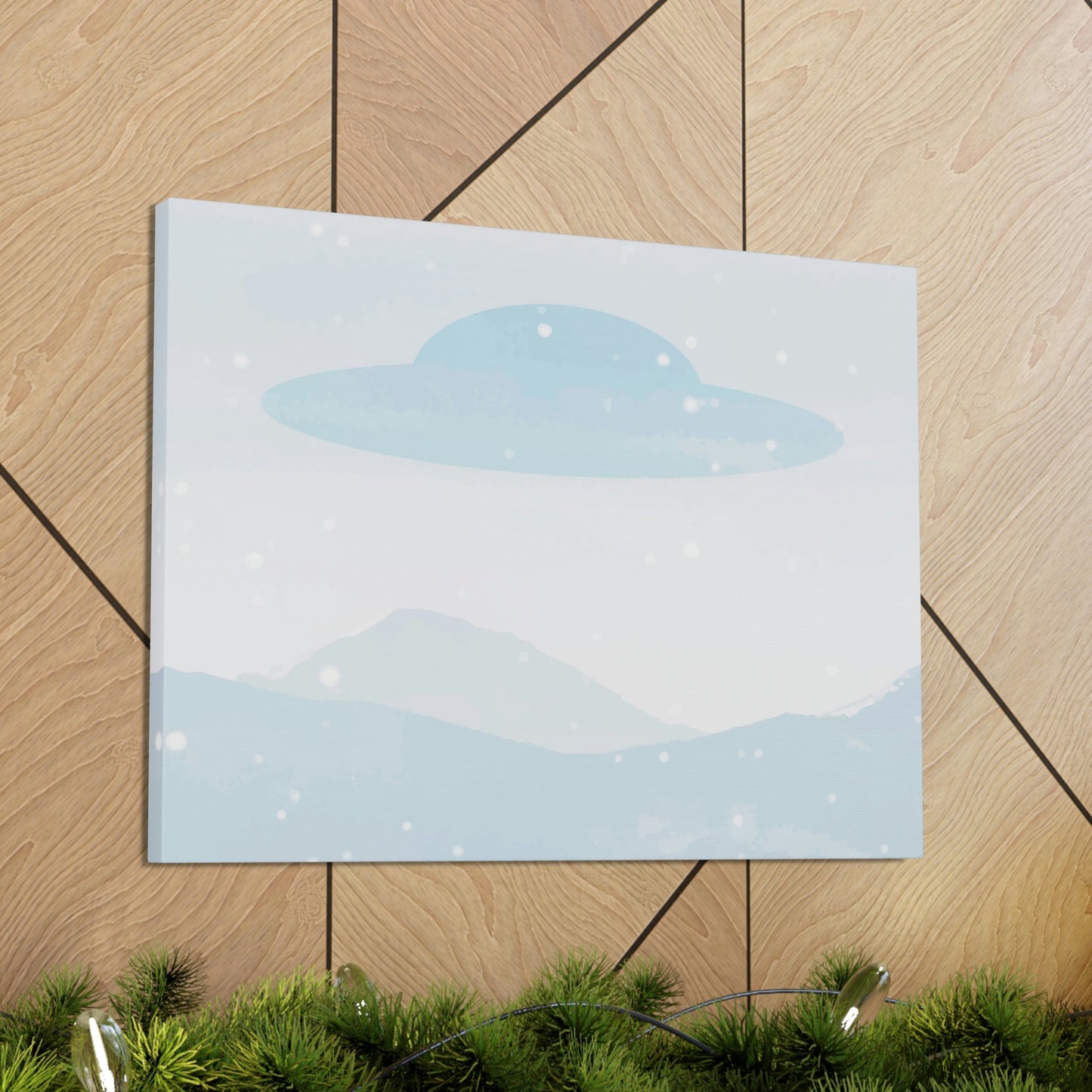 UFO Watercolor Winter Nature Aliens Arrival Classic Art Canvas Gallery Wraps Ichaku [Perfect Gifts Selection]