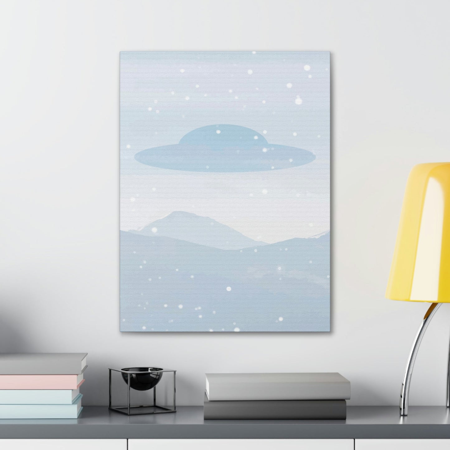 UFO Watercolor Winter Nature Aliens Arrival Classic Art Canvas Gallery Wraps Ichaku [Perfect Gifts Selection]