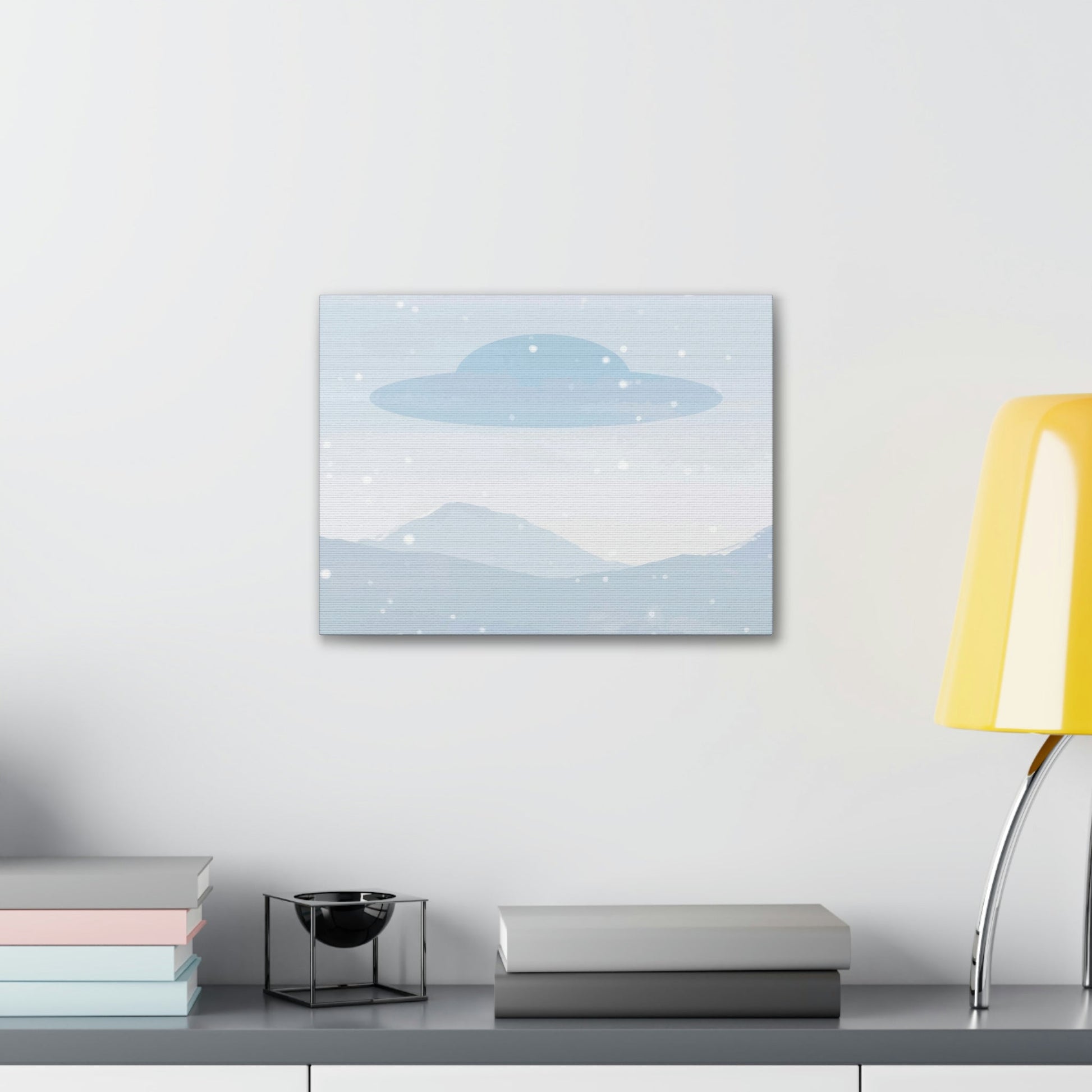 UFO Watercolor Winter Nature Aliens Arrival Classic Art Canvas Gallery Wraps Ichaku [Perfect Gifts Selection]