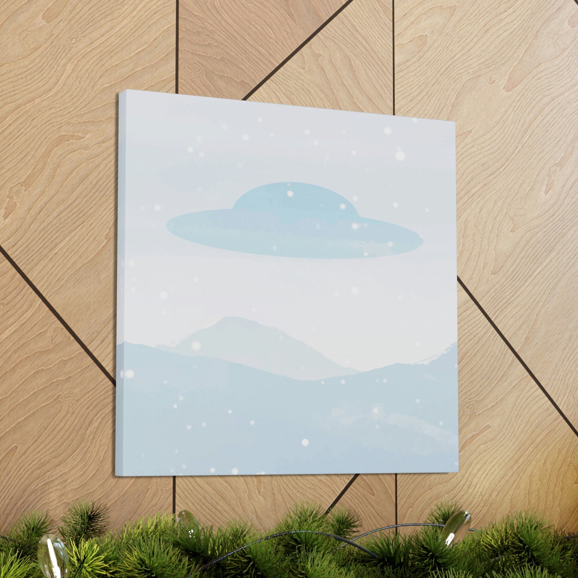 UFO Watercolor Winter Nature Aliens Arrival Classic Art Canvas Gallery Wraps Ichaku [Perfect Gifts Selection]
