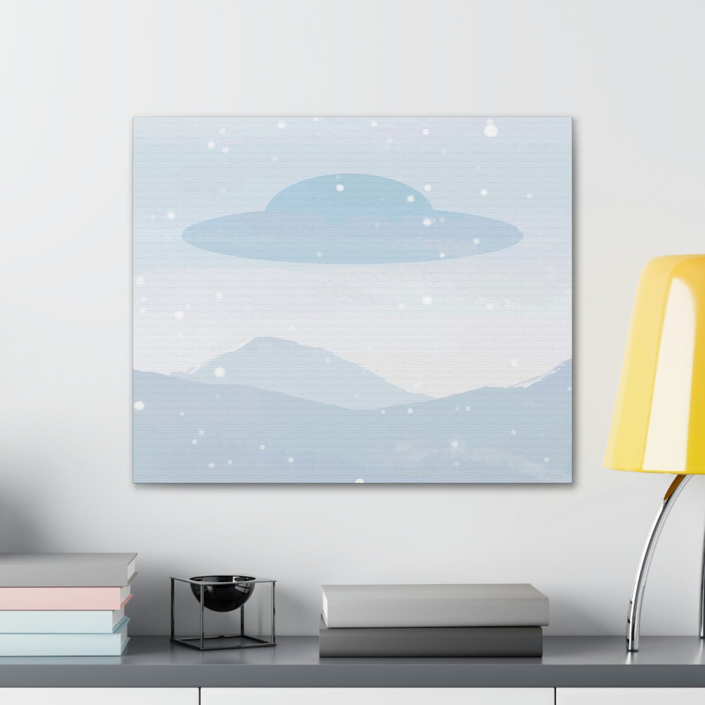 UFO Watercolor Winter Nature Aliens Arrival Classic Art Canvas Gallery Wraps Ichaku [Perfect Gifts Selection]