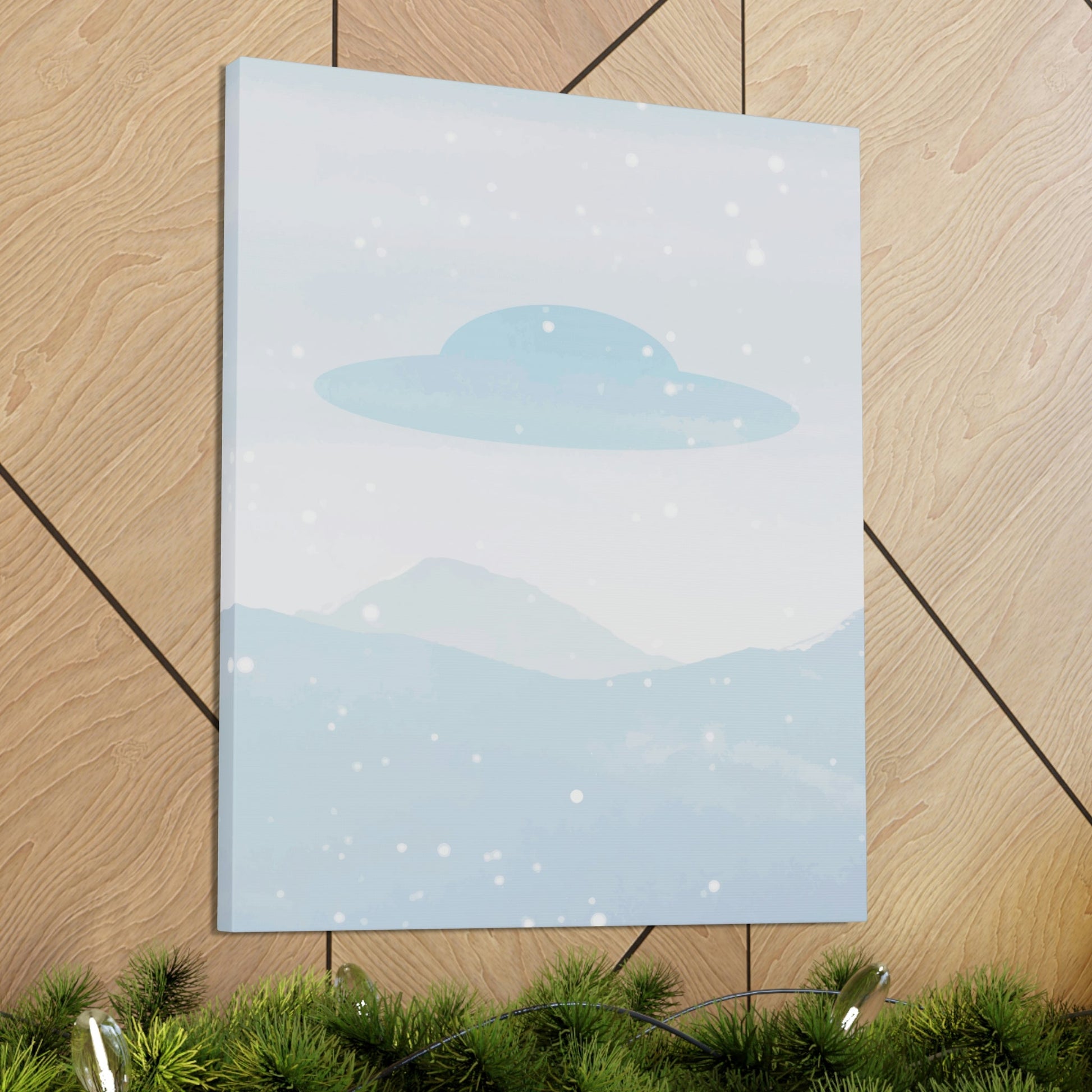 UFO Watercolor Winter Nature Aliens Arrival Classic Art Canvas Gallery Wraps Ichaku [Perfect Gifts Selection]