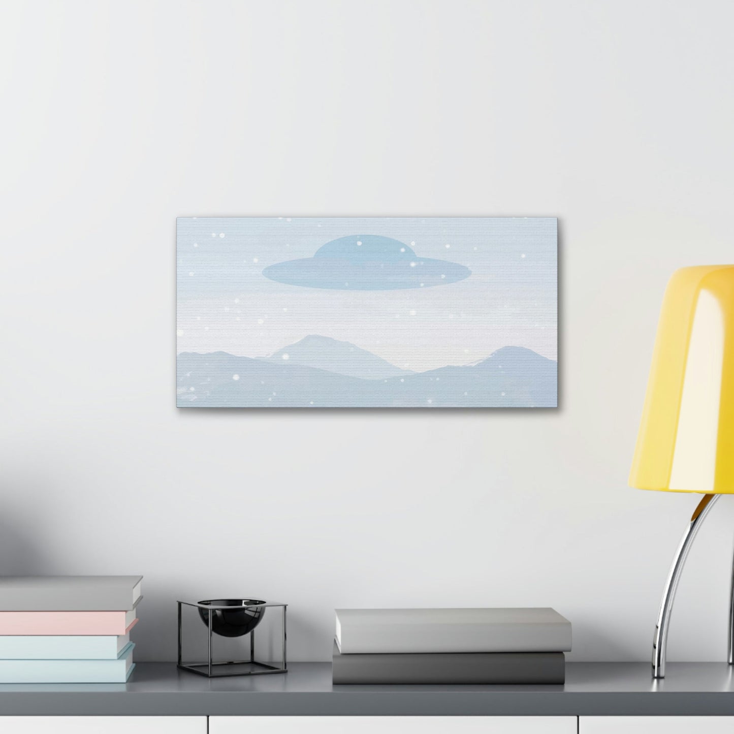 UFO Watercolor Winter Nature Aliens Arrival Classic Art Canvas Gallery Wraps Ichaku [Perfect Gifts Selection]