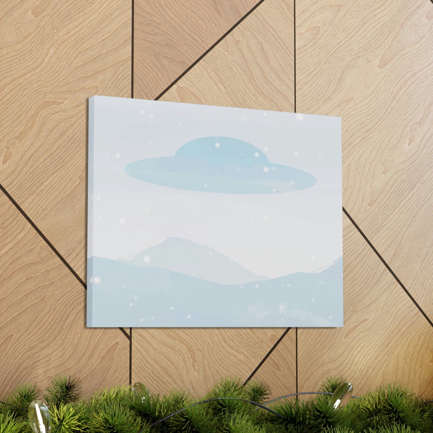 UFO Watercolor Winter Nature Aliens Arrival Classic Art Canvas Gallery Wraps Ichaku [Perfect Gifts Selection]