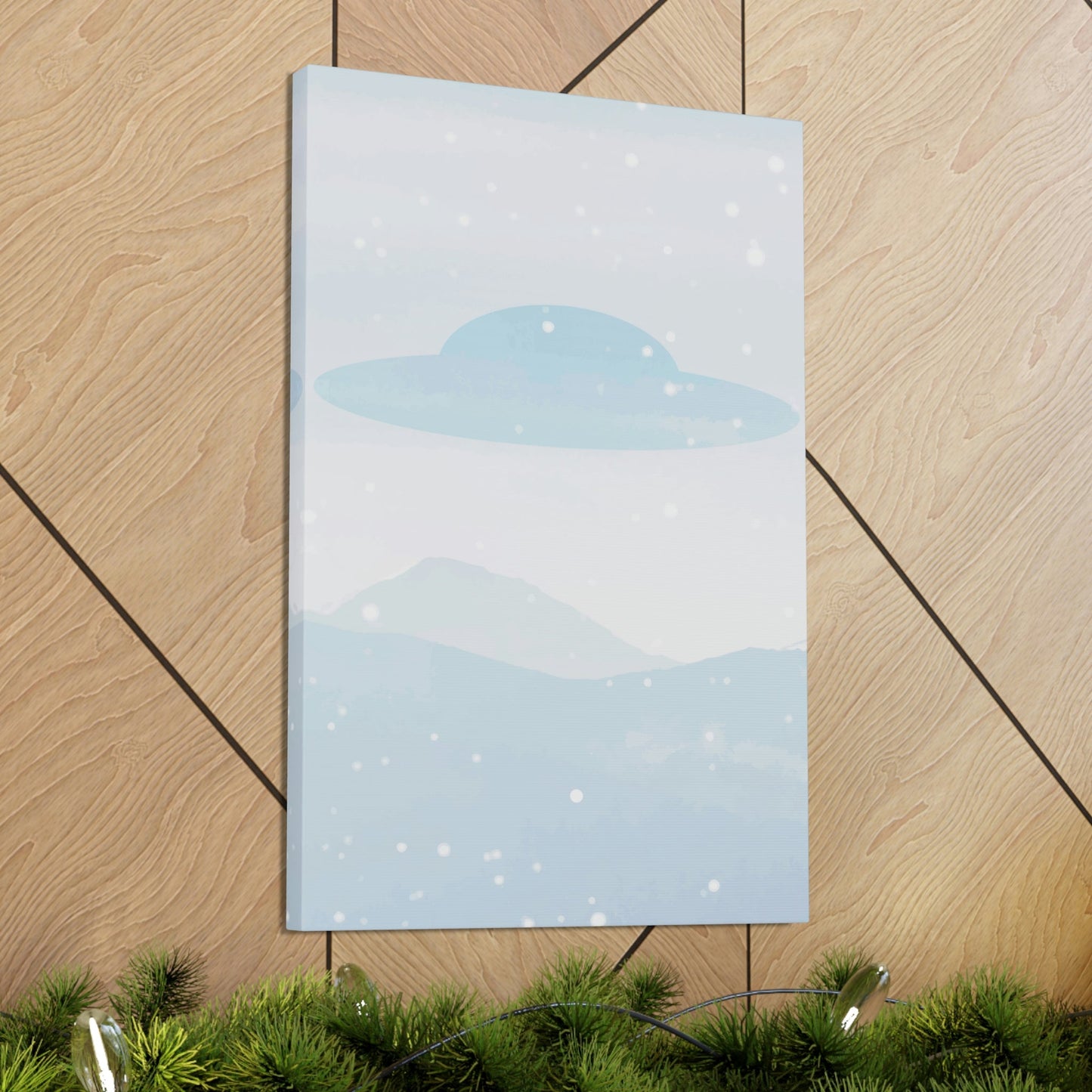 UFO Watercolor Winter Nature Aliens Arrival Classic Art Canvas Gallery Wraps Ichaku [Perfect Gifts Selection]