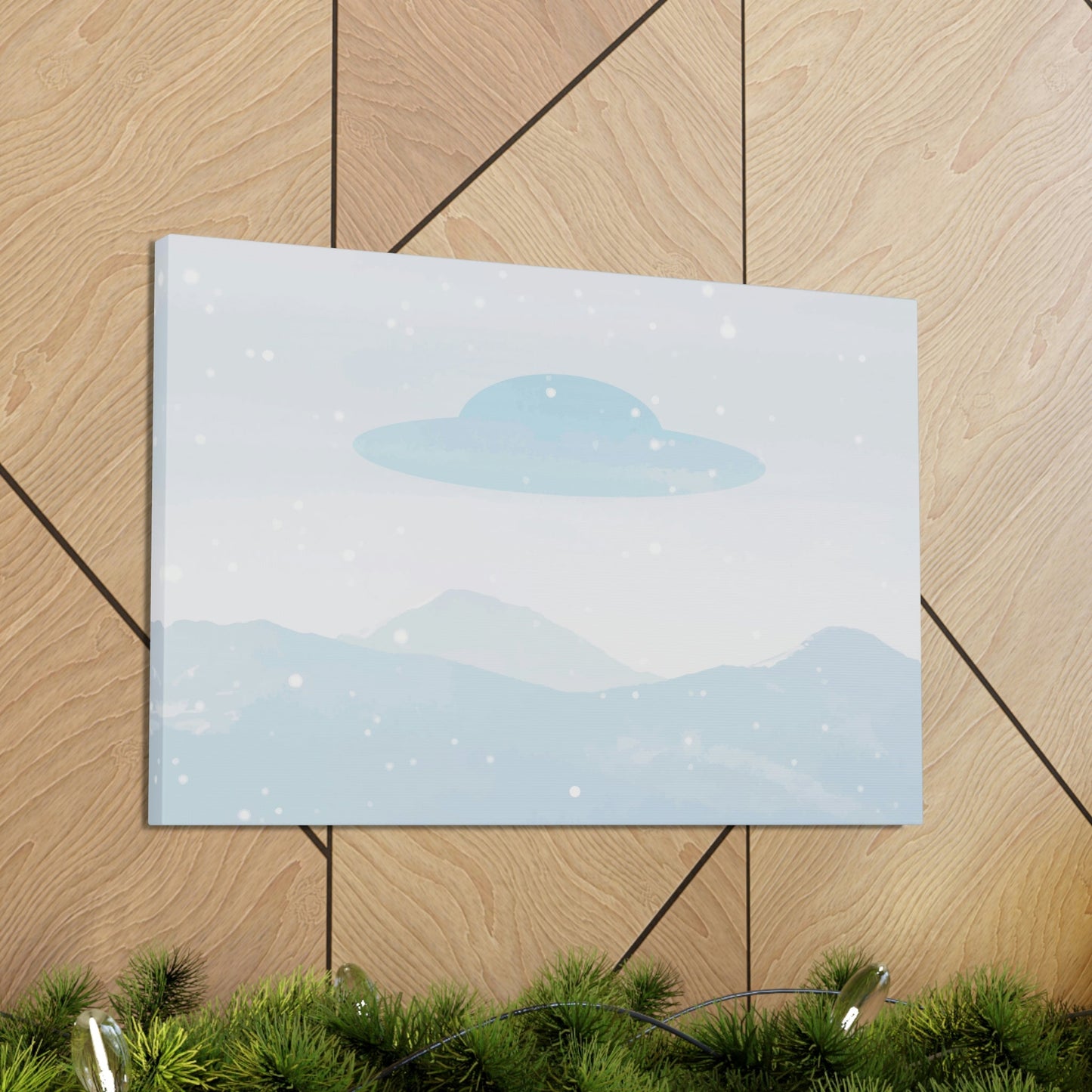 UFO Watercolor Winter Nature Aliens Arrival Classic Art Canvas Gallery Wraps Ichaku [Perfect Gifts Selection]