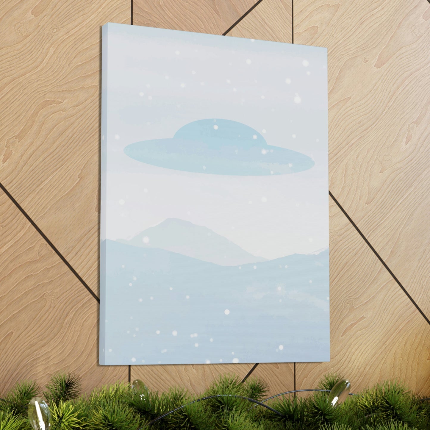 UFO Watercolor Winter Nature Aliens Arrival Classic Art Canvas Gallery Wraps Ichaku [Perfect Gifts Selection]