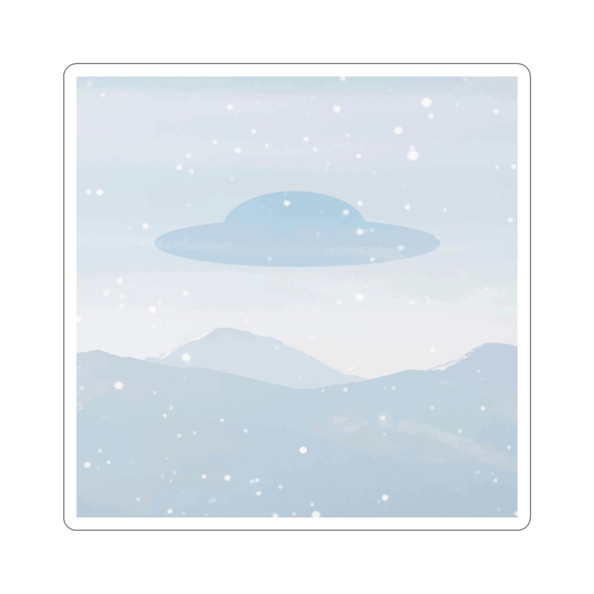 UFO Watercolor Winter Nature Aliens Arrival Minimalist Art Die-Cut Sticker Ichaku [Perfect Gifts Selection]