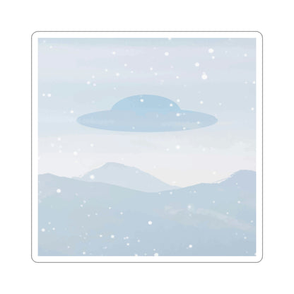 UFO Watercolor Winter Nature Aliens Arrival Minimalist Art Die-Cut Sticker Ichaku [Perfect Gifts Selection]