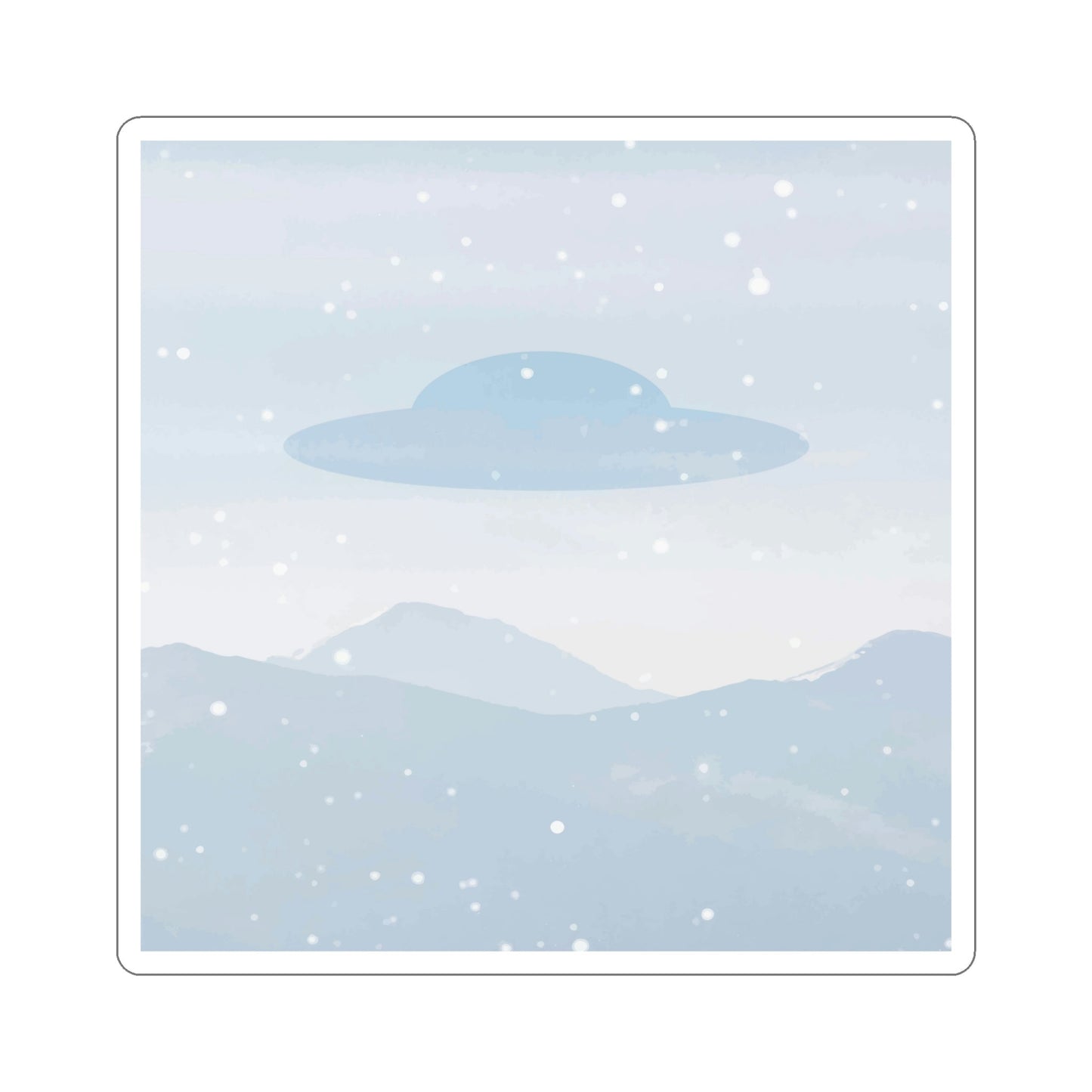 UFO Watercolor Winter Nature Aliens Arrival Minimalist Art Die-Cut Sticker Ichaku [Perfect Gifts Selection]
