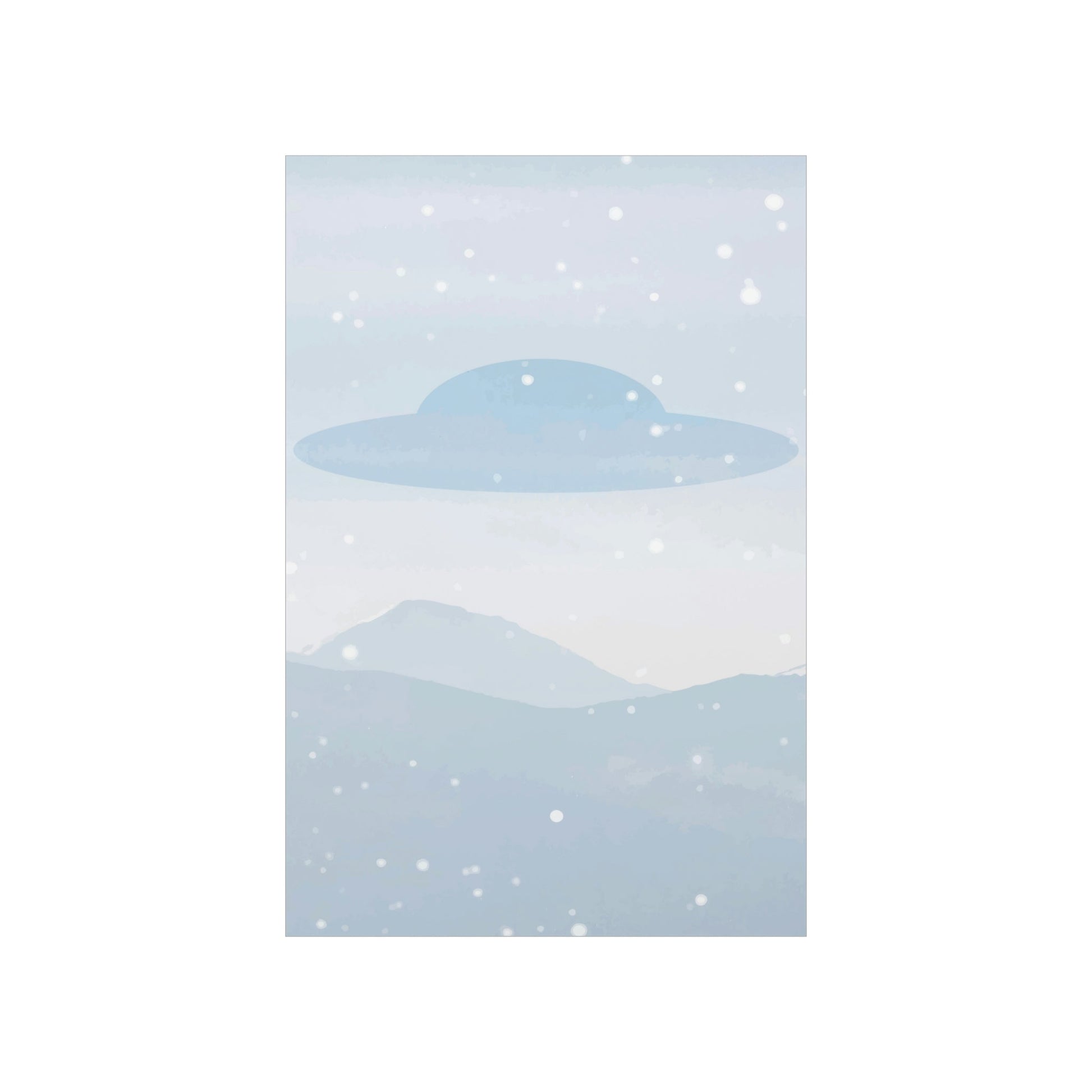 UFO Watercolor Winter Nature Aliens Arrival Minimalist Art Premium Matte Vertical Posters Ichaku [Perfect Gifts Selection]