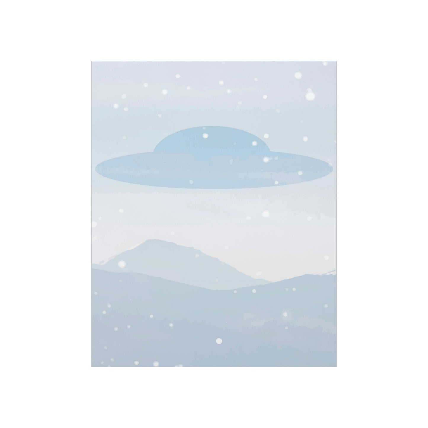 UFO Watercolor Winter Nature Aliens Arrival Minimalist Art Premium Matte Vertical Posters Ichaku [Perfect Gifts Selection]