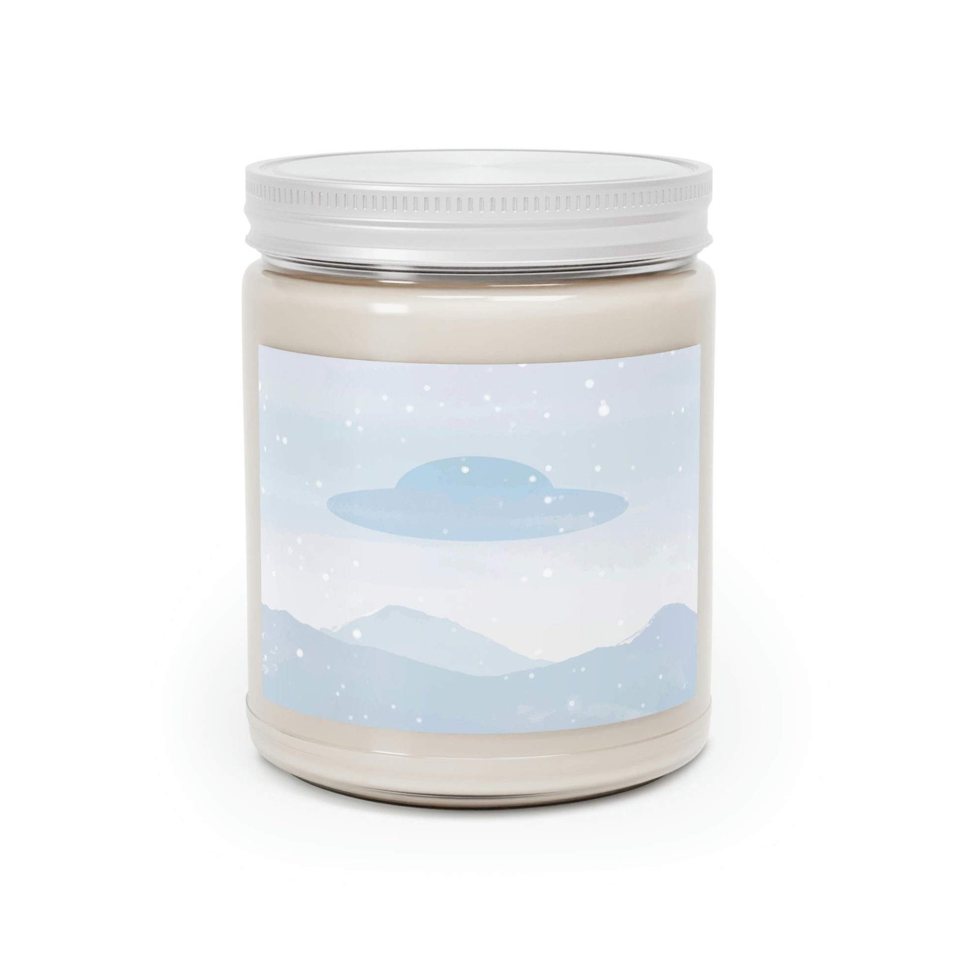 UFO Watercolor Winter Nature Aliens Arrival Minimalist Art Scented Candle Up to 60hSoy Wax 9oz Ichaku [Perfect Gifts Selection]