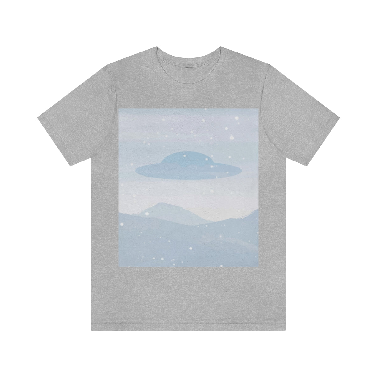 UFO Watercolor Winter Nature Aliens Arrival Unisex Jersey Short Sleeve T-Shirt Ichaku [Perfect Gifts Selection]