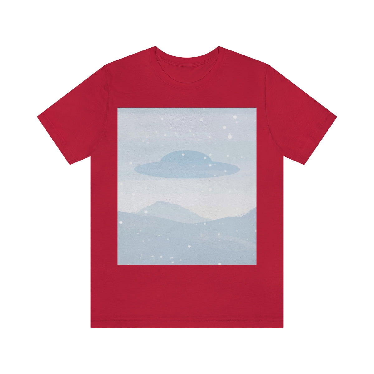 UFO Watercolor Winter Nature Aliens Arrival Unisex Jersey Short Sleeve T-Shirt Ichaku [Perfect Gifts Selection]