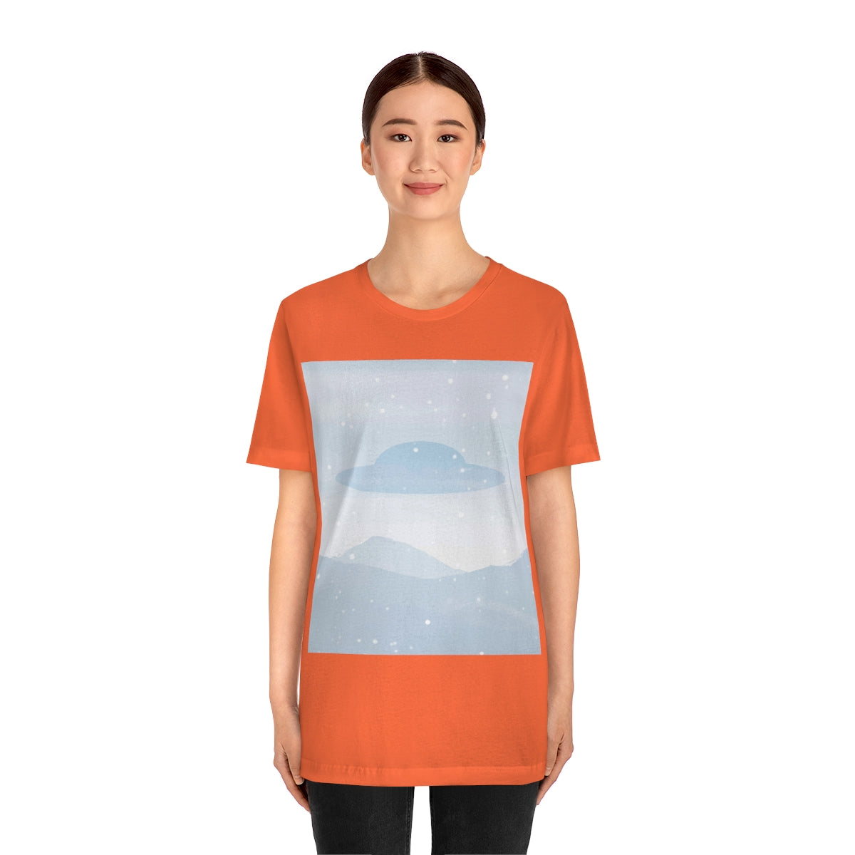 UFO Watercolor Winter Nature Aliens Arrival Unisex Jersey Short Sleeve T-Shirt Ichaku [Perfect Gifts Selection]