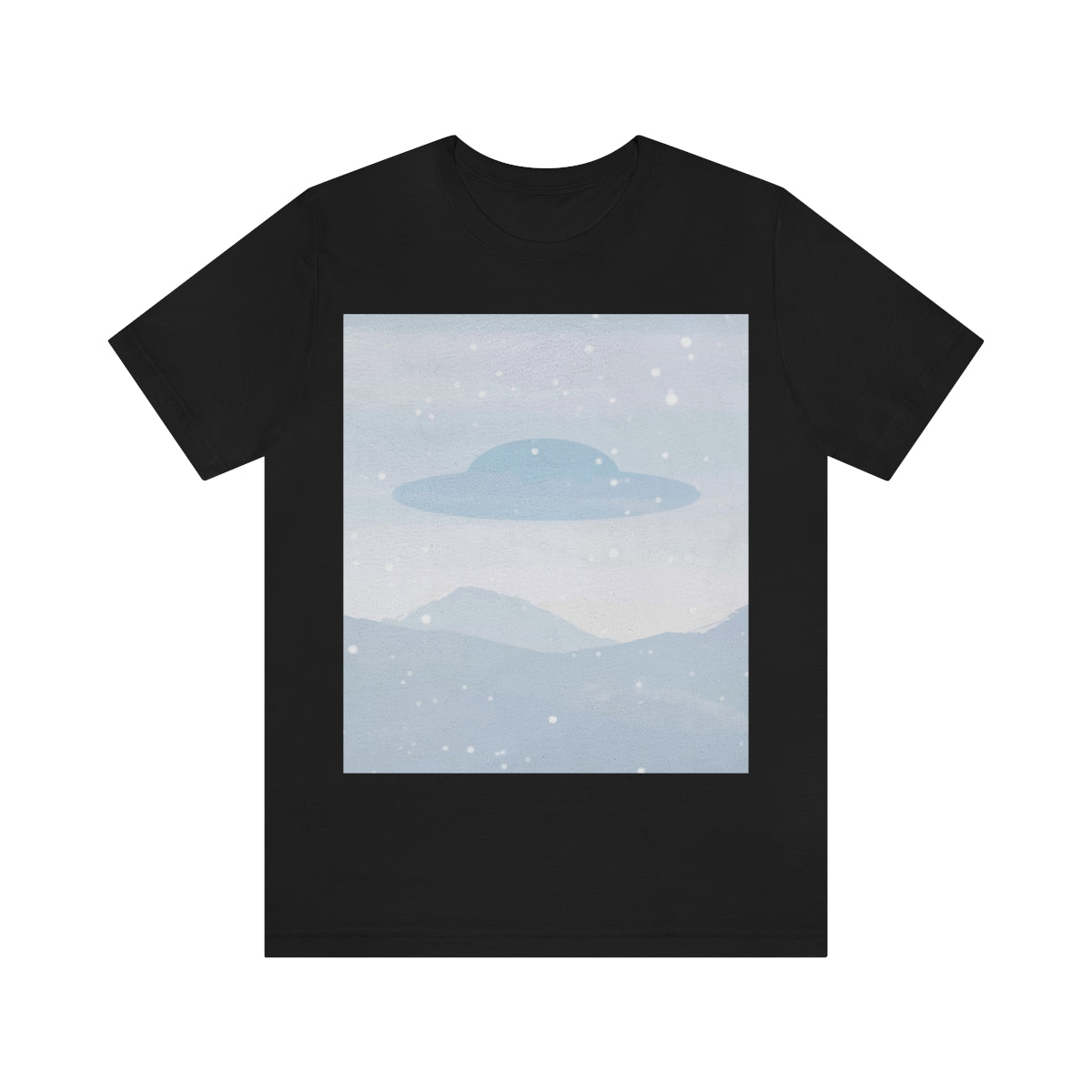 UFO Watercolor Winter Nature Aliens Arrival Unisex Jersey Short Sleeve T-Shirt Ichaku [Perfect Gifts Selection]