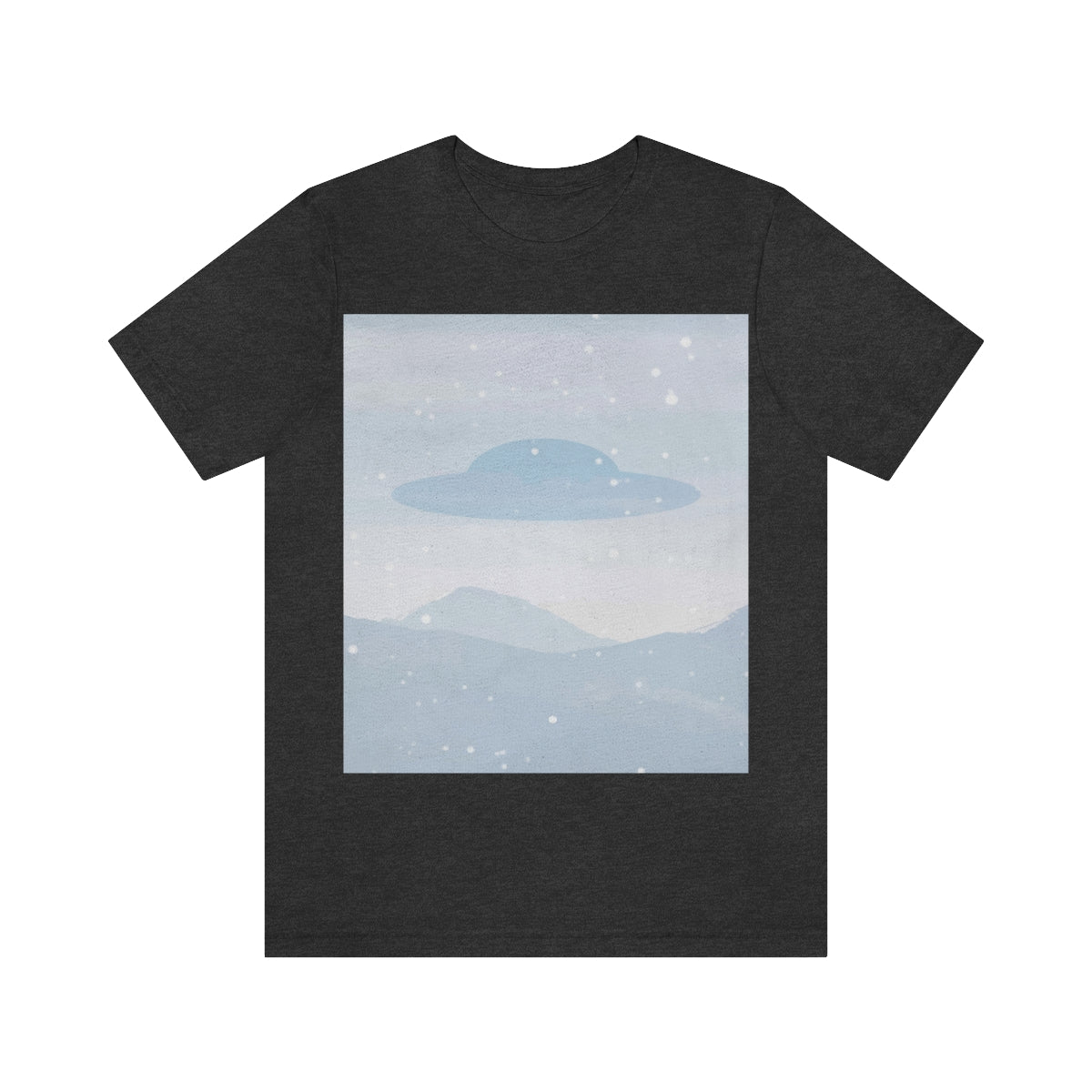 UFO Watercolor Winter Nature Aliens Arrival Unisex Jersey Short Sleeve T-Shirt Ichaku [Perfect Gifts Selection]