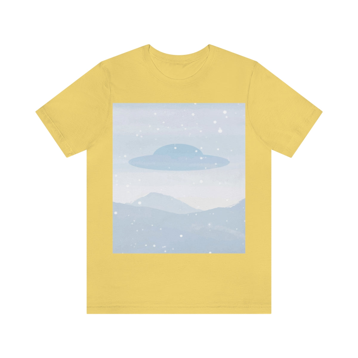 UFO Watercolor Winter Nature Aliens Arrival Unisex Jersey Short Sleeve T-Shirt Ichaku [Perfect Gifts Selection]