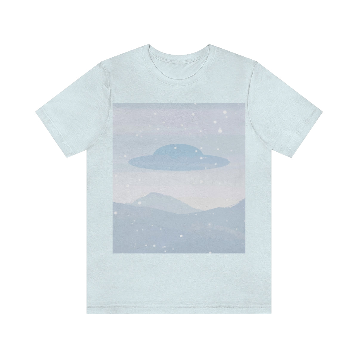 UFO Watercolor Winter Nature Aliens Arrival Unisex Jersey Short Sleeve T-Shirt Ichaku [Perfect Gifts Selection]