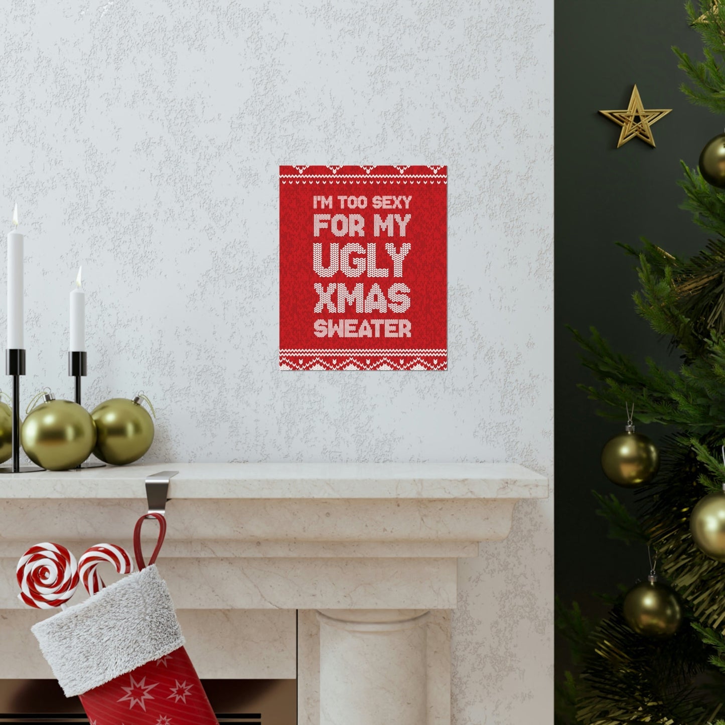 Ugly Christmas Sweater Xmas Slogans Aesthetics Premium Matte Vertical Posters Ichaku [Perfect Gifts Selection]