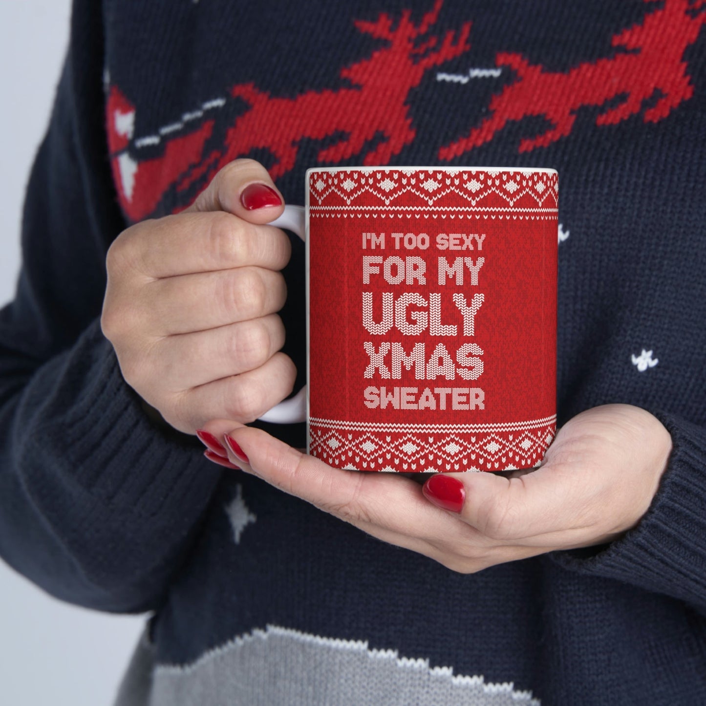 Ugly Christmas Sweater Xmas Slogans Ceramic Mug 11oz Ichaku [Perfect Gifts Selection]