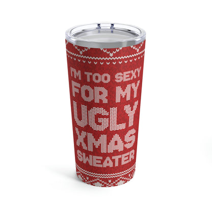 Ugly Christmas Sweater Xmas Slogans Stainless Steel Hot or Cold Vacuum Tumbler 20oz Ichaku [Perfect Gifts Selection]
