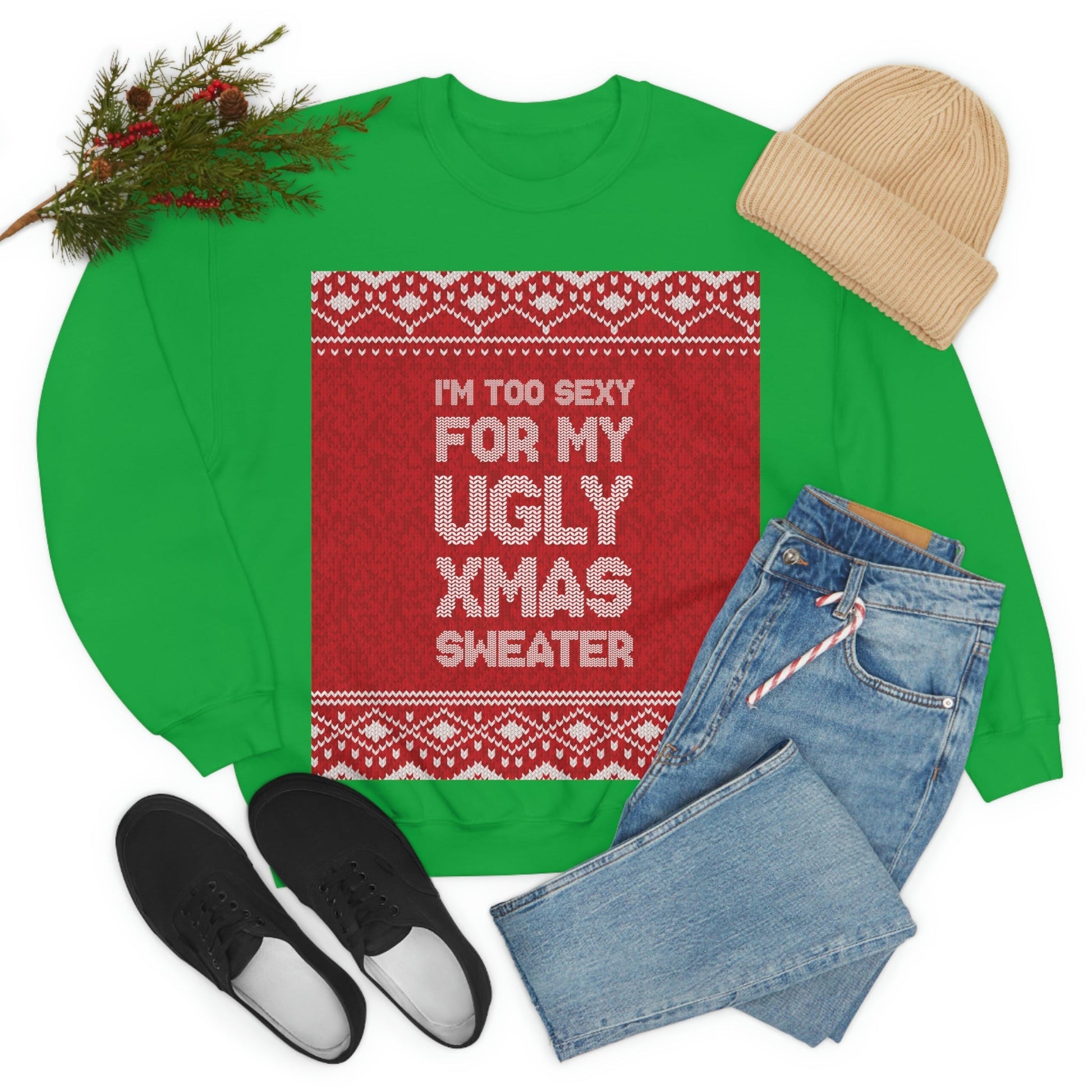 Ugly Christmas Sweater Xmas Slogans Unisex Heavy Blend™ Crewneck Sweatshirt Ichaku [Perfect Gifts Selection]