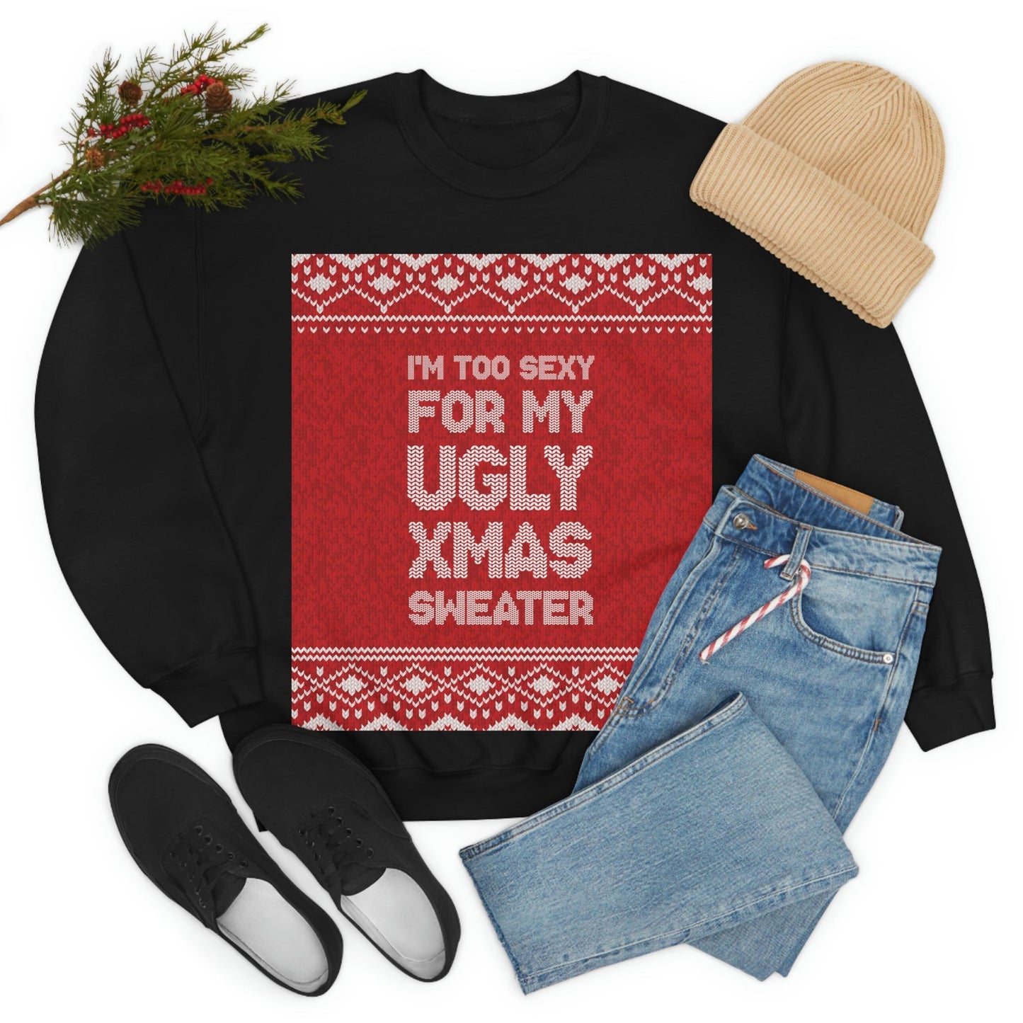 Ugly Christmas Sweater Xmas Slogans Unisex Heavy Blend™ Crewneck Sweatshirt Ichaku [Perfect Gifts Selection]