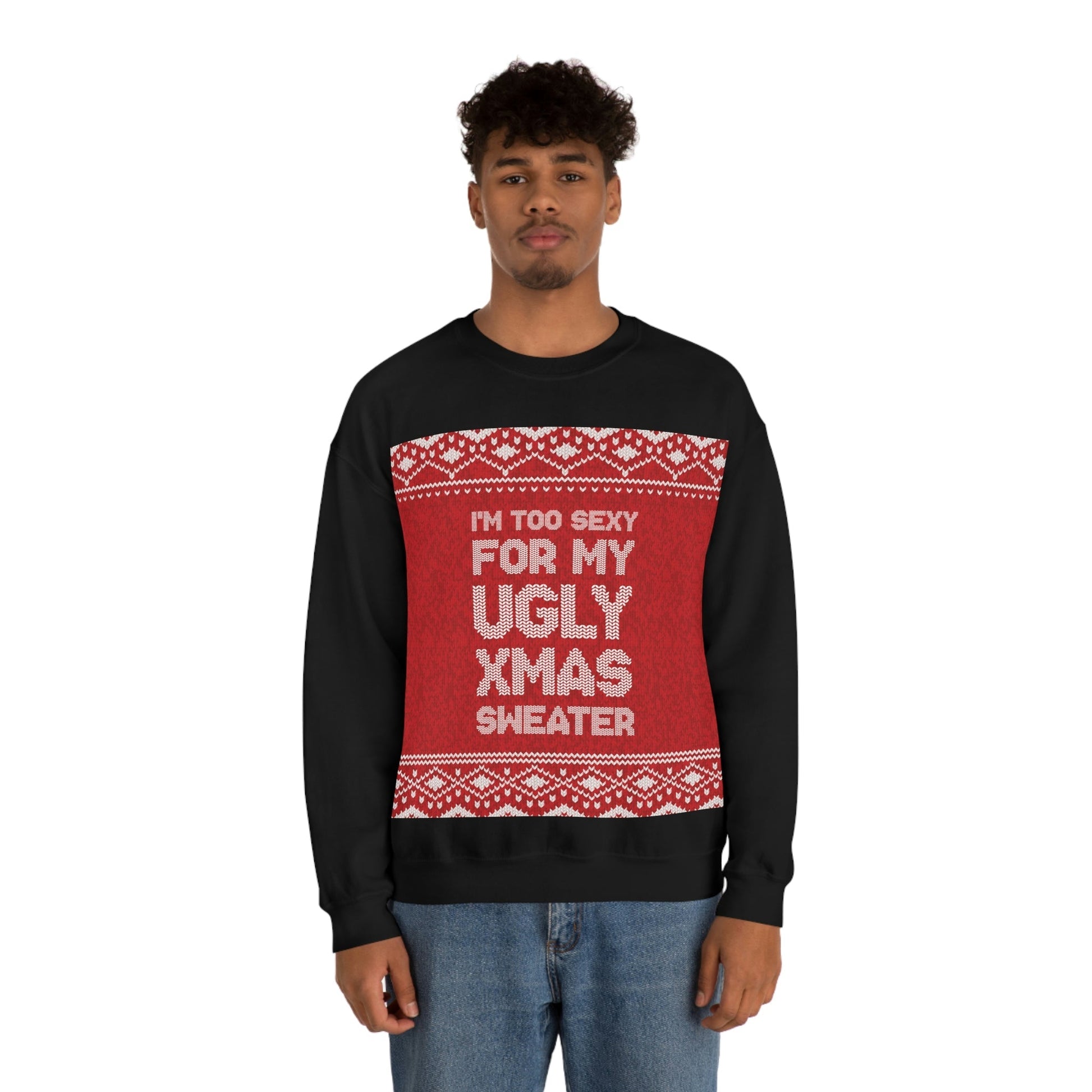 Ugly Christmas Sweater Xmas Slogans Unisex Heavy Blend™ Crewneck Sweatshirt Ichaku [Perfect Gifts Selection]