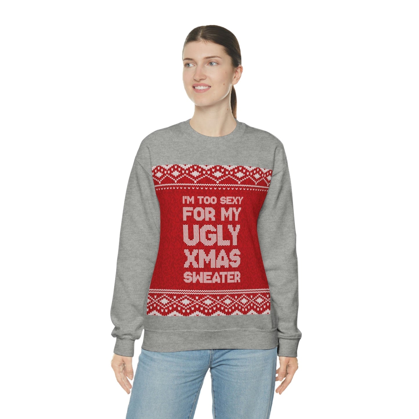 Ugly Christmas Sweater Xmas Slogans Unisex Heavy Blend™ Crewneck Sweatshirt Ichaku [Perfect Gifts Selection]