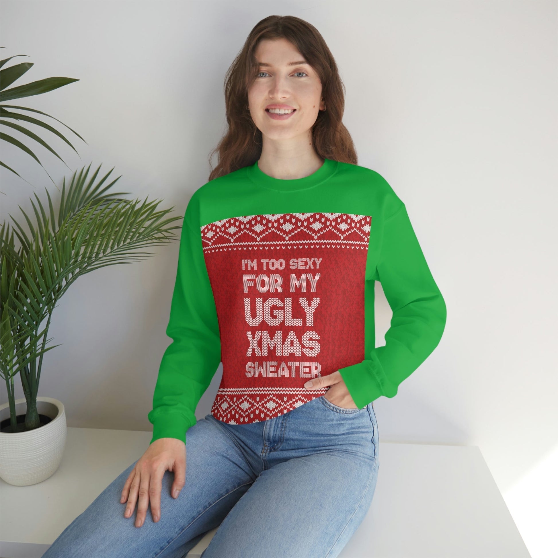 Ugly Christmas Sweater Xmas Slogans Unisex Heavy Blend™ Crewneck Sweatshirt Ichaku [Perfect Gifts Selection]