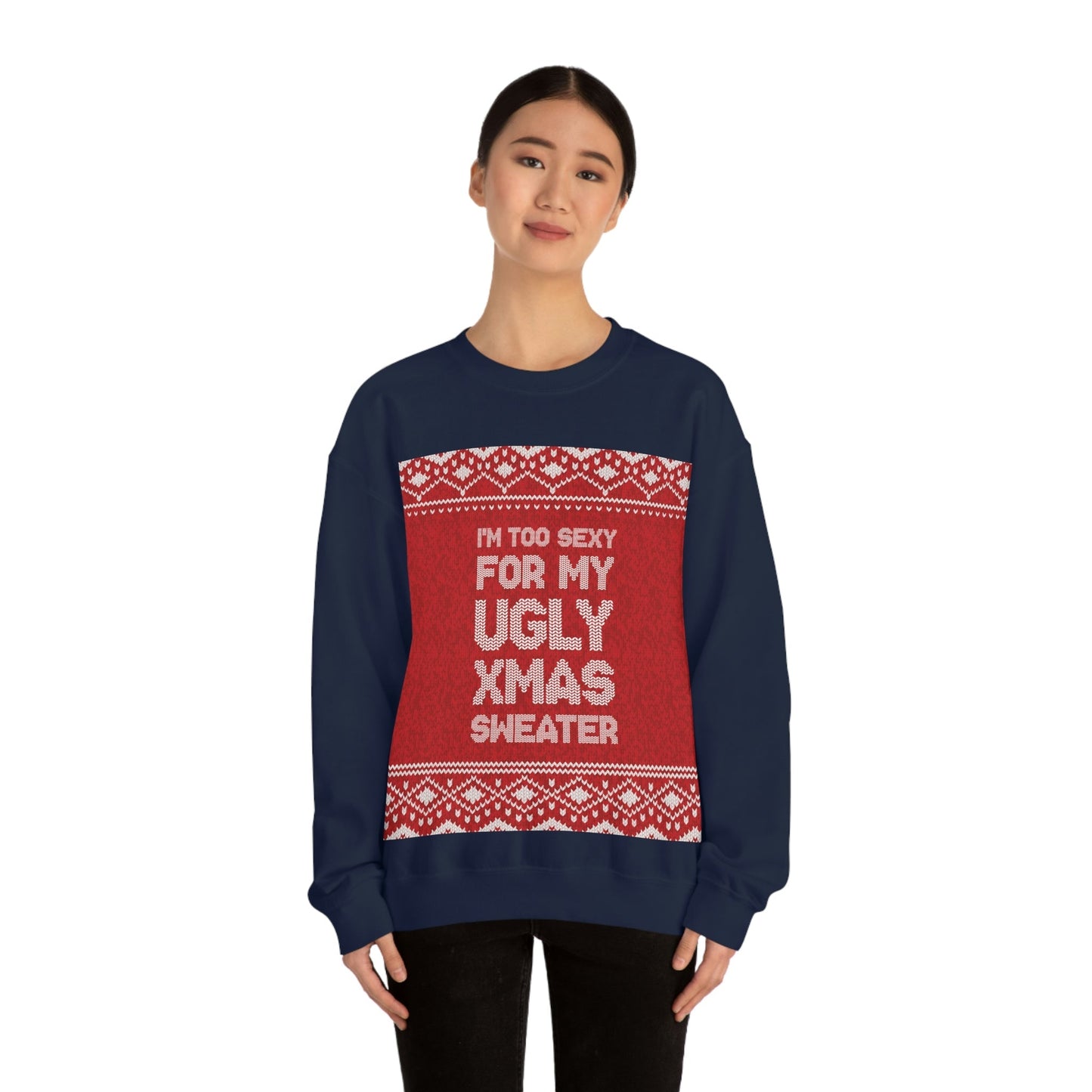 Ugly Christmas Sweater Xmas Slogans Unisex Heavy Blend™ Crewneck Sweatshirt Ichaku [Perfect Gifts Selection]