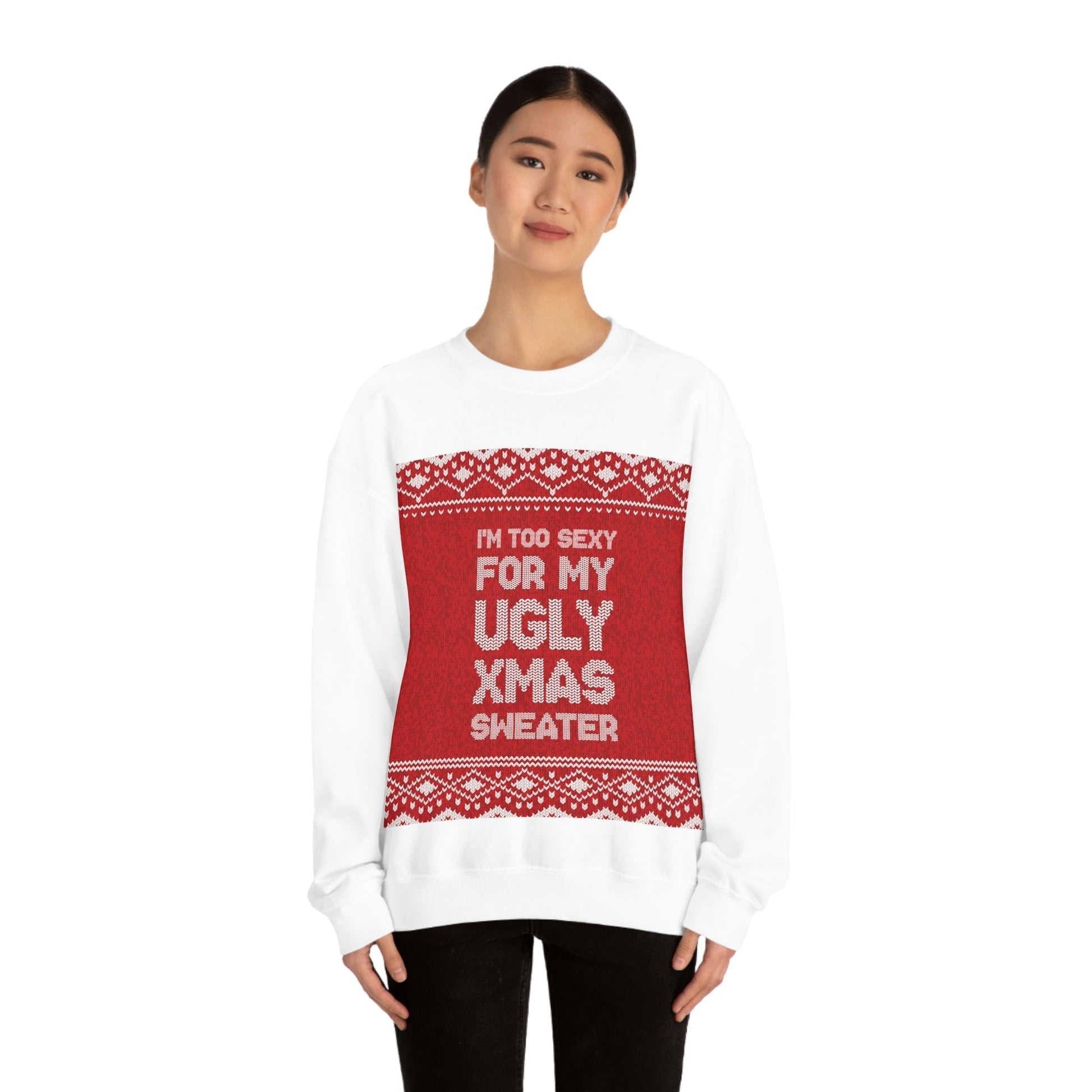 Ugly Christmas Sweater Xmas Slogans Unisex Heavy Blend™ Crewneck Sweatshirt Ichaku [Perfect Gifts Selection]