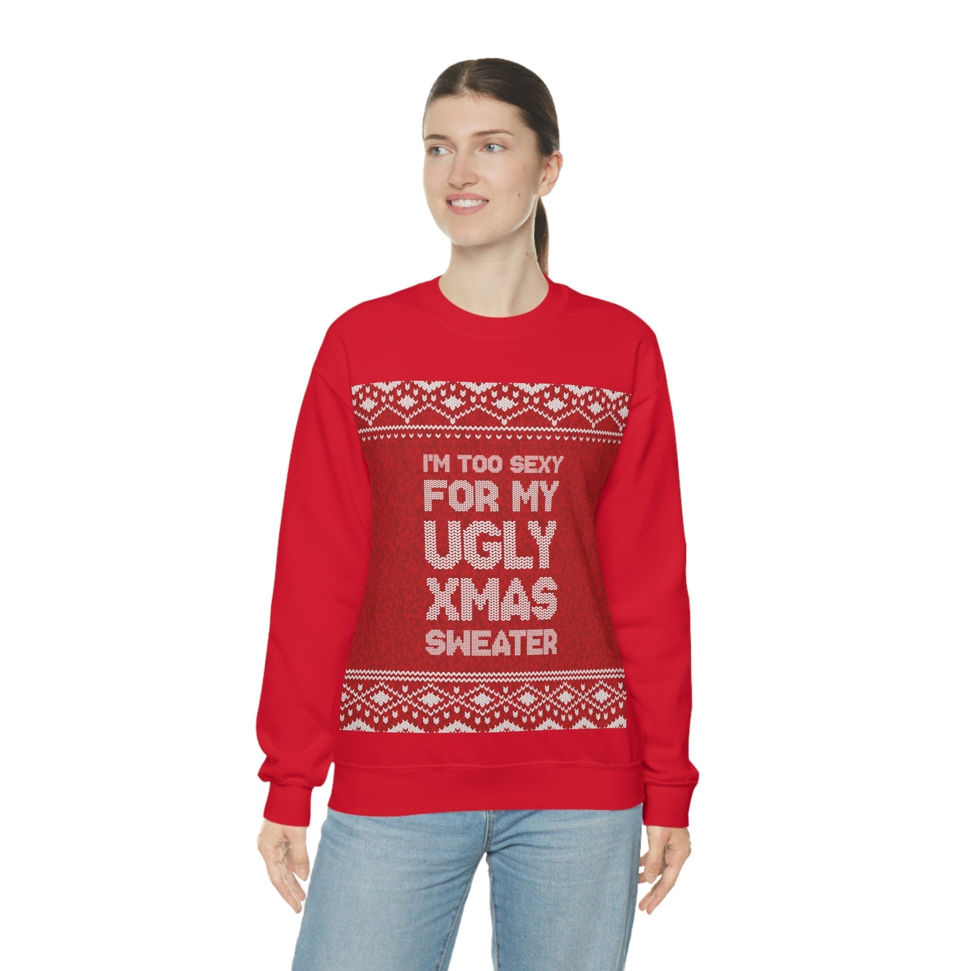 Ugly Christmas Sweater Xmas Slogans Unisex Heavy Blend™ Crewneck Sweatshirt Ichaku [Perfect Gifts Selection]