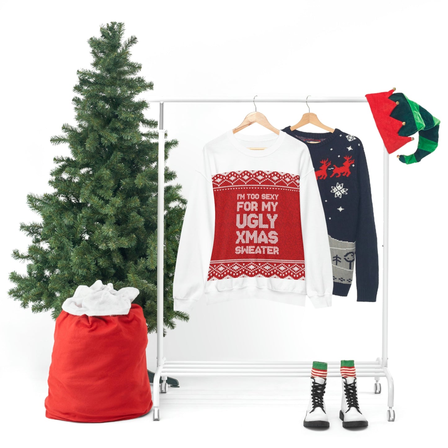 Ugly Christmas Sweater Xmas Slogans Unisex Heavy Blend™ Crewneck Sweatshirt Ichaku [Perfect Gifts Selection]