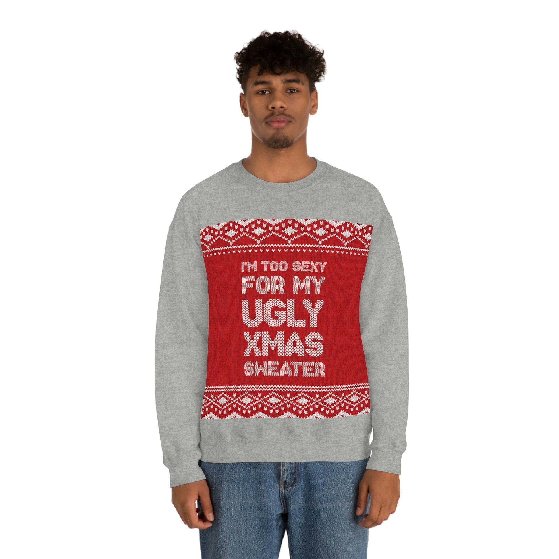 Ugly Christmas Sweater Xmas Slogans Unisex Heavy Blend™ Crewneck Sweatshirt Ichaku [Perfect Gifts Selection]