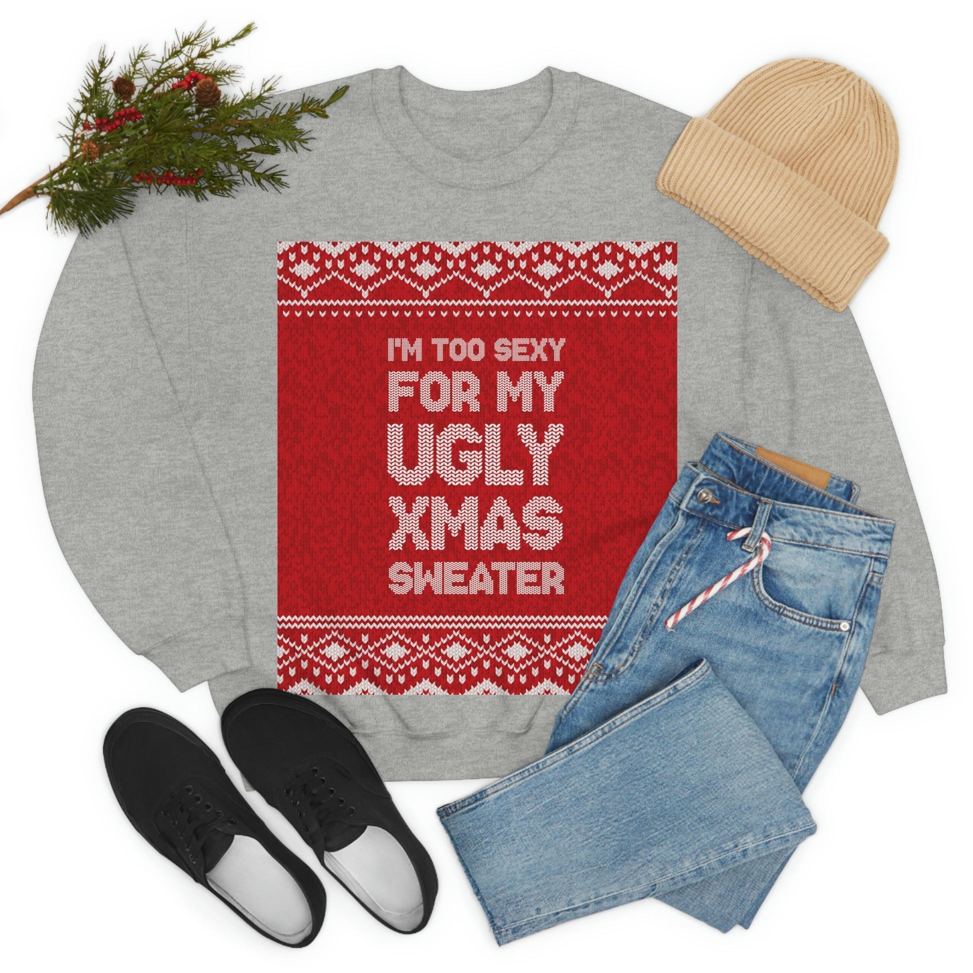 Ugly Christmas Sweater Xmas Slogans Unisex Heavy Blend™ Crewneck Sweatshirt Ichaku [Perfect Gifts Selection]