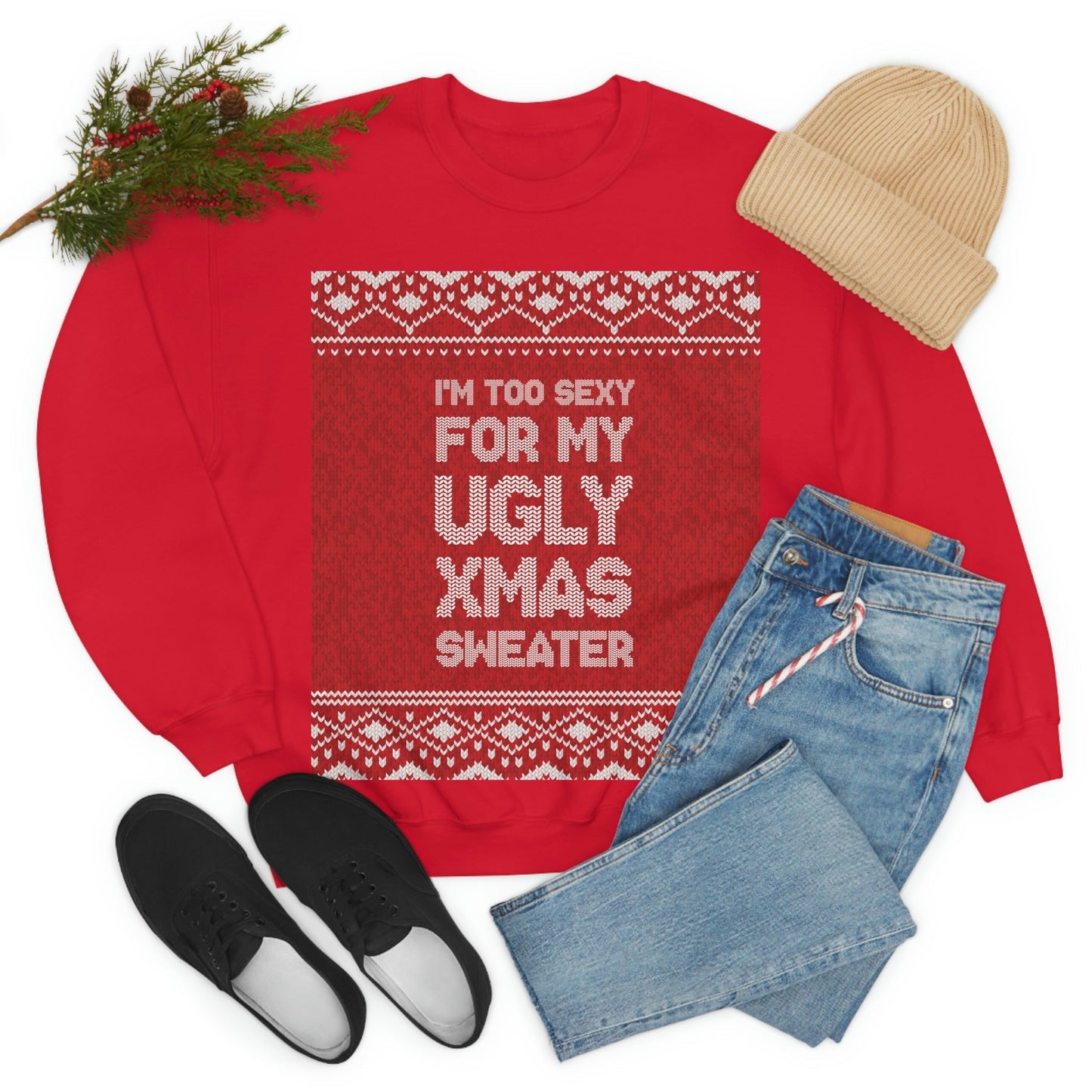 Ugly Christmas Sweater Xmas Slogans Unisex Heavy Blend™ Crewneck Sweatshirt Ichaku [Perfect Gifts Selection]