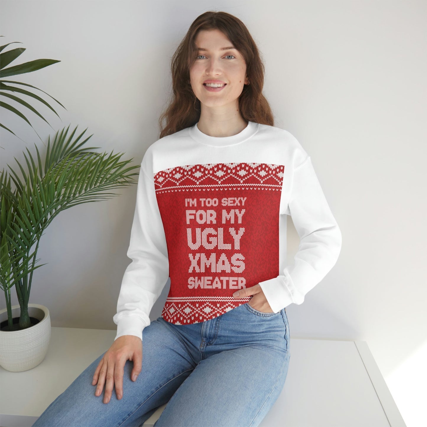 Ugly Christmas Sweater Xmas Slogans Unisex Heavy Blend™ Crewneck Sweatshirt Ichaku [Perfect Gifts Selection]