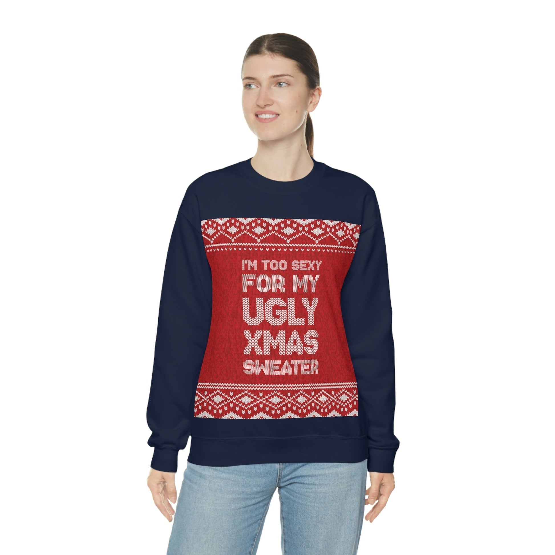 Ugly Christmas Sweater Xmas Slogans Unisex Heavy Blend™ Crewneck Sweatshirt Ichaku [Perfect Gifts Selection]